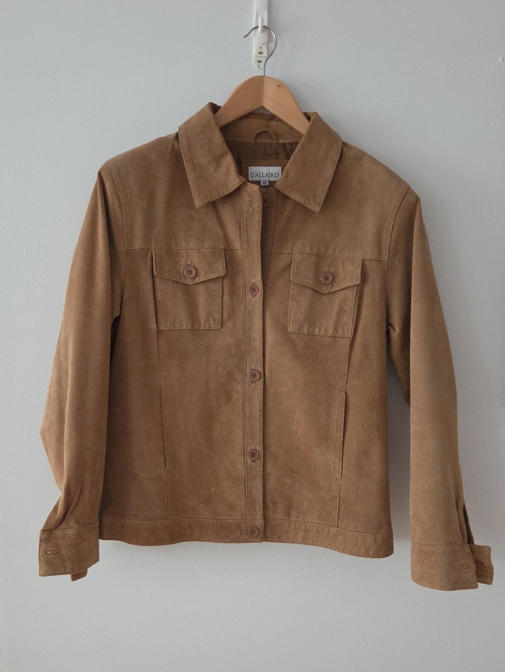 D'Allaird Women's Tan Suede Button-Front Jacket